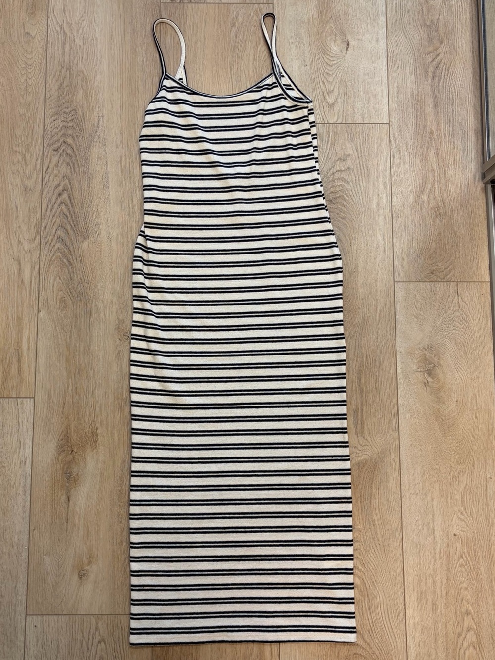 Zara Cream and Black Striped Midi Dress
